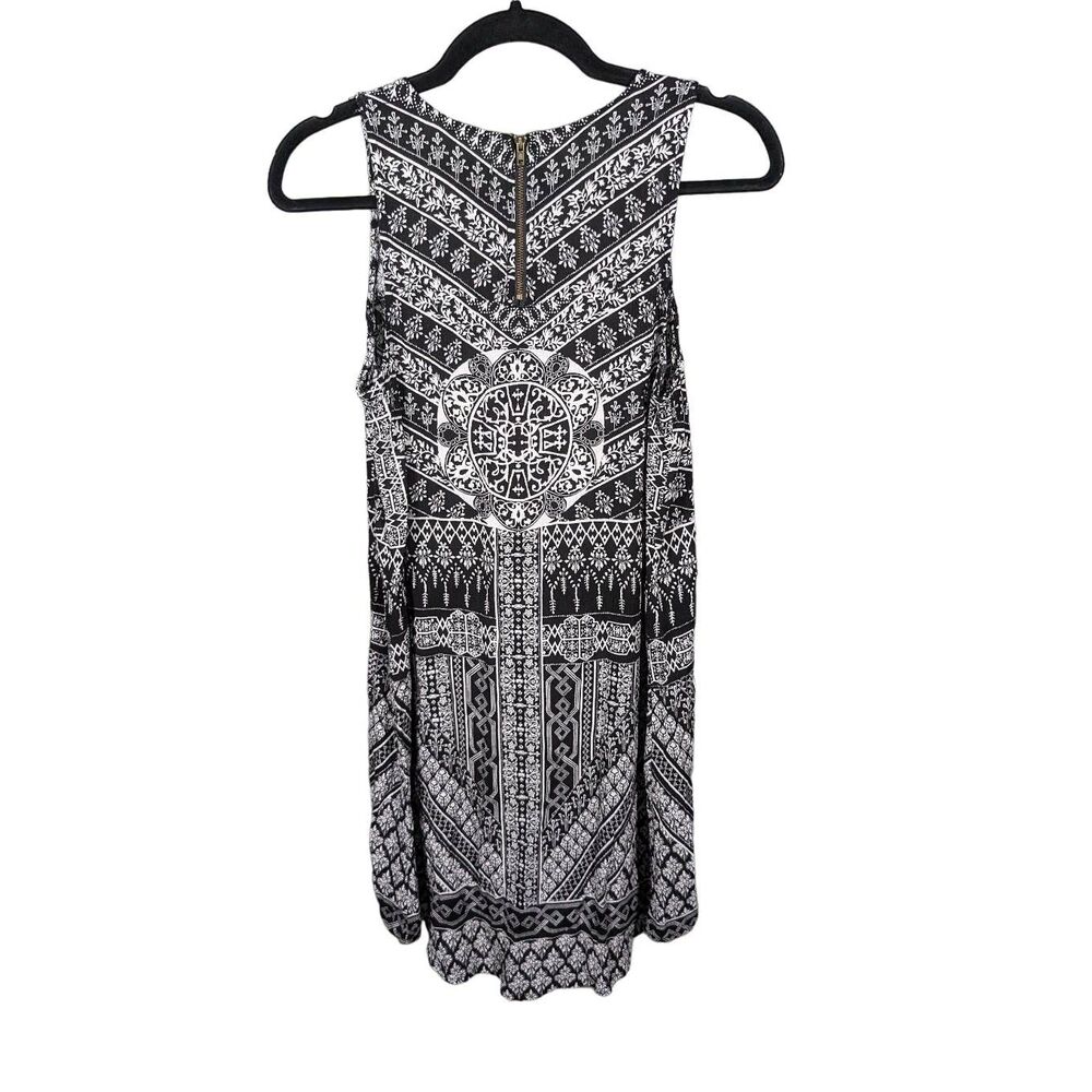 Knox Rose Dress Black Medallion Geometric Sleeveless Shift Rayon Women's XS - Picture 2 of 5
